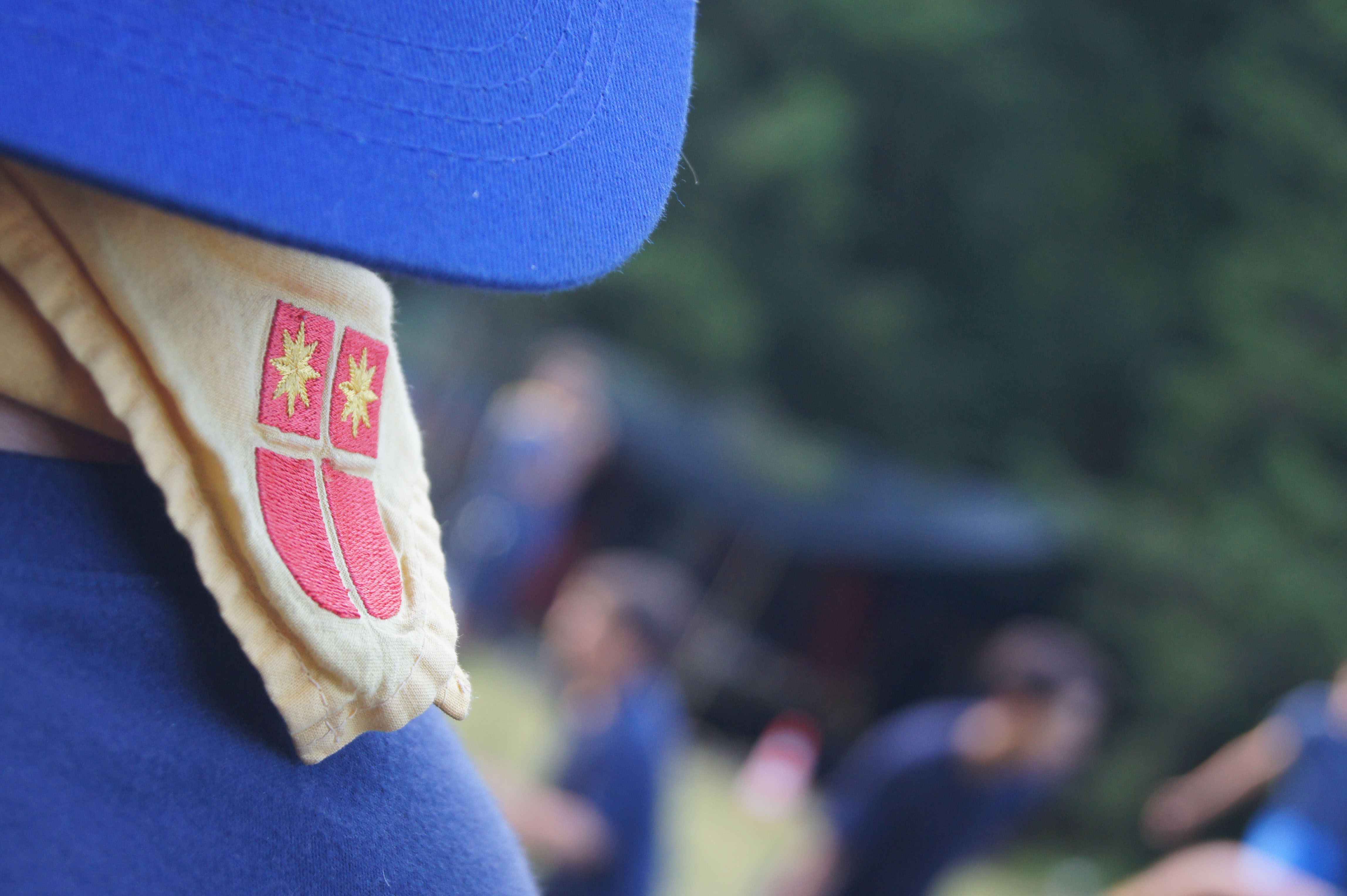 Dettaglio dell’uniforme scout con i distintivi FSE